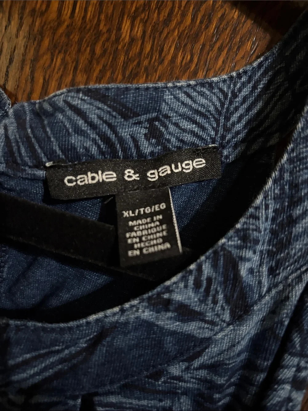 Cable & Gauge Blue Palm-Print Pleated Swing Tank - Picture 2 of 6